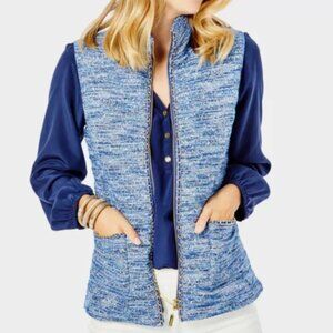 NWT Lilly Pulitzer Noella Vest Blue Thistle Resort Boucle Size Large